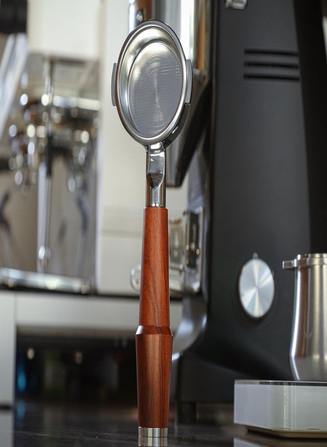 KNODOS 58mm Naked Portafilter Compatible with Breville Dual Boiler, Oracle, Oracle Jet Espresso Machines Rosewood Handle 2 Ears 18-21g Double Shot Filter Basket Included - Image 3